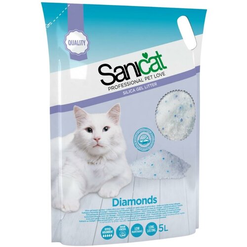 Sanicat posip za mačke upijajući Diamonds, silikatni 5L Slike