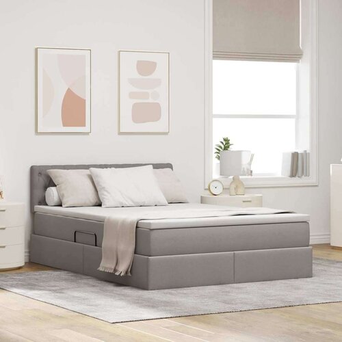  Krevet S LED lampica s pohranom Sivo-smeđa 140 x 190 cm tkanina Cene