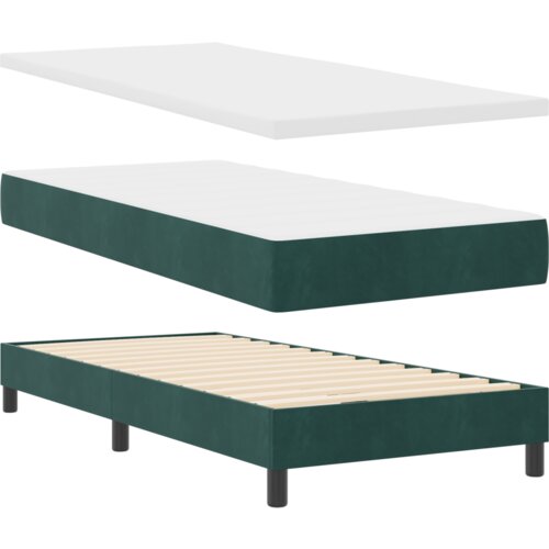 vidaXL Box Spring Krevet s Madracem Tamno Zelena 90x200 cm Baršun Cijene