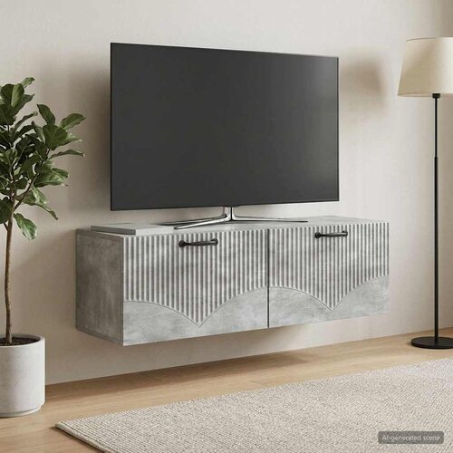  ormar za zid Betonska siva 98 x 31 x 30 cm Konstruirano drvo Slike