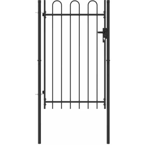  Jednostruka vrata za ogradu s lučnim vrhom čelična 1x1,5 m crna
