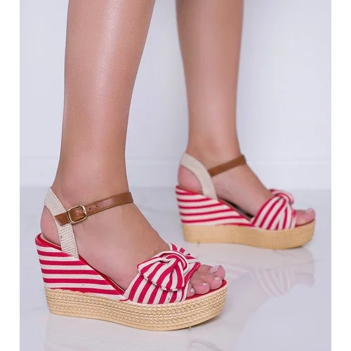 D/CEO Red/white wedge sandals Holiday Vibes