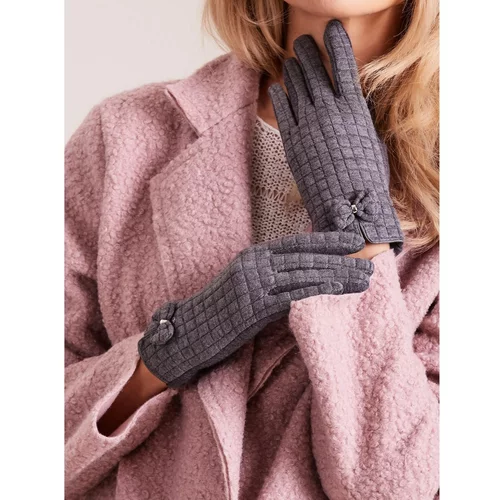 Fashion Hunters Dark gray plaid women's gloves