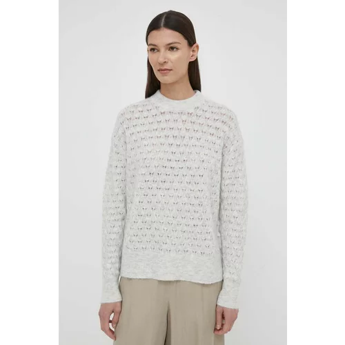 Samsoe Samsoe Vuneni pulover SAANOUR za žene, boja: siva, lagani, F24100071