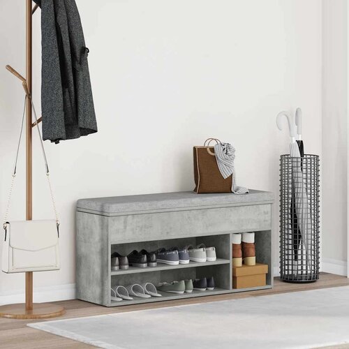 Klupa za cipele boja betona 102x30,5x45 cm konstruirano drvo Slike