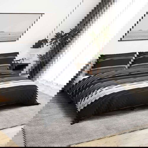  Set posteljine za poplun crno-bijeli 240 x 220 cm pamučni Slike