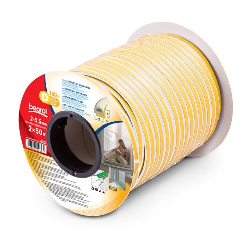 Beorol samolepljiva dihtung traka 2x50m, d-profil, bela Slike