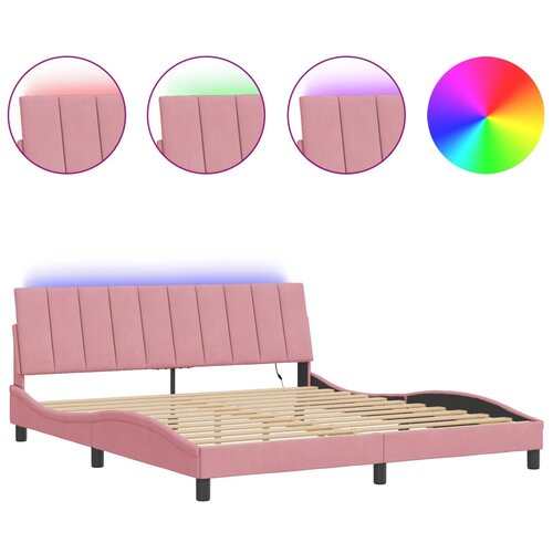 VidaXL Okvir kreveta s LED svjetlima ružičasti 180 x 200 cm bar&amp;scaron;unasti Slike