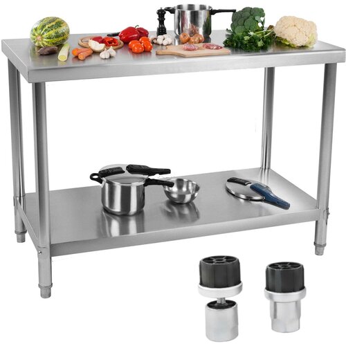 Royal Catering Kuhinjska miza, delovna plošča inox, spodnja polica, 100x70 cm, (21389214) Cene