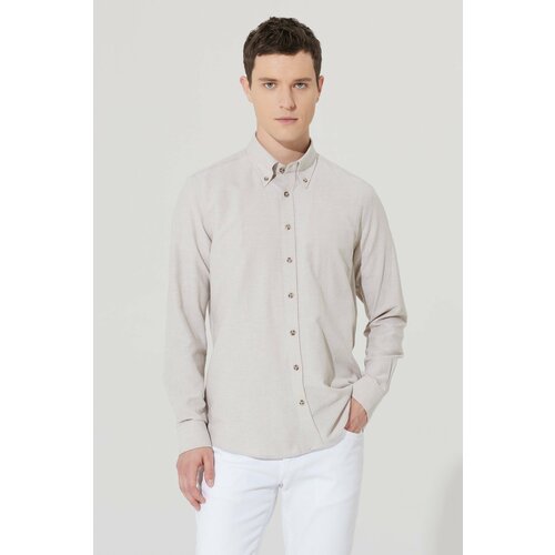 AC&Co / Altınyıldız Classics Men's Beige Slim Fit Slim Fit Button-down Collar Cotton Oxford Shirt Cene