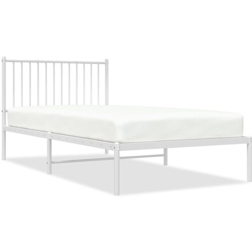 Maison Chic Kovinski Posteljni okvir - Enojna postelja - Postelja za odrasle z vzglavjem bel 100x200 cm, (21694430) Slike