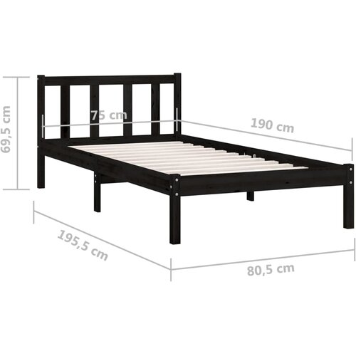  Okvir za krevet od borovine crni 75 x 190 cm jednokrevetni Slike