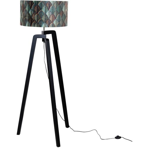 QAZQA Vloerlamp zwart met velours lampenkap blad dessin 50cm - Puros Cene