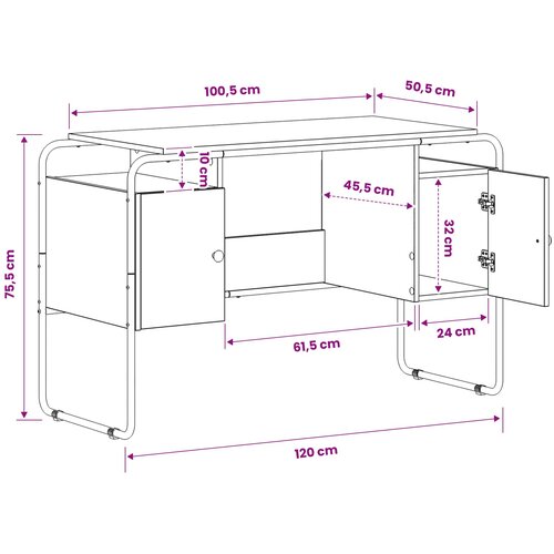  Stol s pohranom Siva Sonoma 120 x 50,5 x 75,5 cm Slike