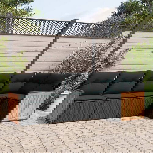  The Living Store Vrtna sedežna garnitura 5-delna z blazinami črn poli ratan - Vrtna Sedežna Garniture, (21449551) Cene