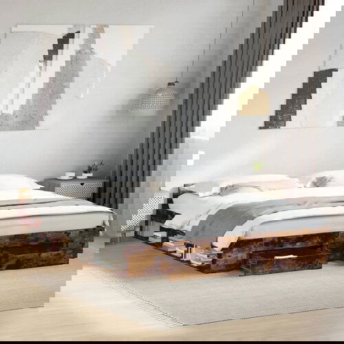  The Living Store Posteljni okvir s predali dimljen hrast 180x200 cm inž. les - Posteljni Okvir, (21441734) Cene