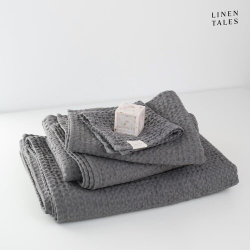 Linen Tales Temno siva brisača 100x140 cm Honeycomb – Linen Tales Cene