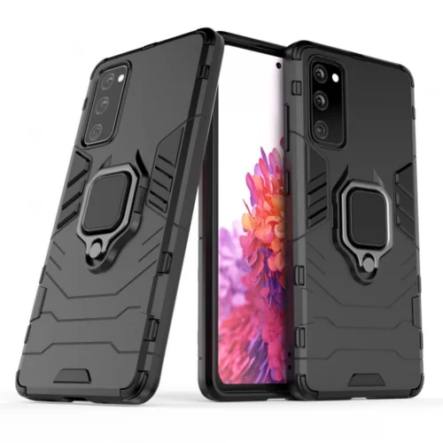 Silikonski ovitek Armor Ring za Samsung Galaxy S23 Ultra 5G - črn