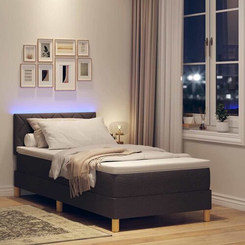  LED Box Spring Krevet Tamno smeđa 90 x 200 cm tkanina Slike