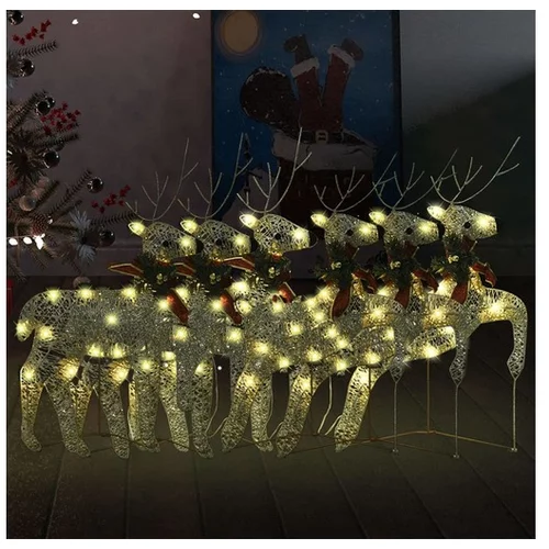  Božični severni jeleni 6 kosi zlati 120 LED akril