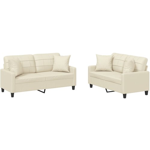Maison Chic Sedežna garnitura - kavč z vzglavniki 2-delna krem umetno usnje, (21728794) Cene