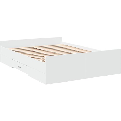 VidaXL Posteljni okvir s predali bel 135x190 cm inženirski les, (21128604) Slike
