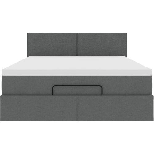  Otomanski krevet s madracem i LED tamnosivi 140x190 cm tkanine Slike