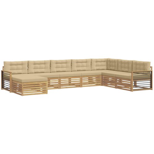 vidaXL Zunanja garnitura za sedenje z blazino 8 pcs Bela in bež, (5000272095) Cene