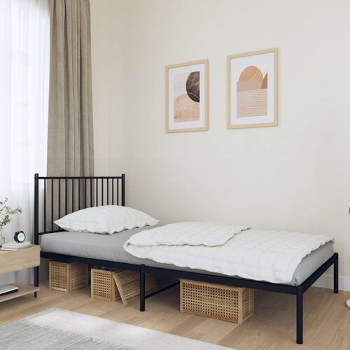  Metalni okvir za krevet s uzglavljem crni 107x203 cm Cene