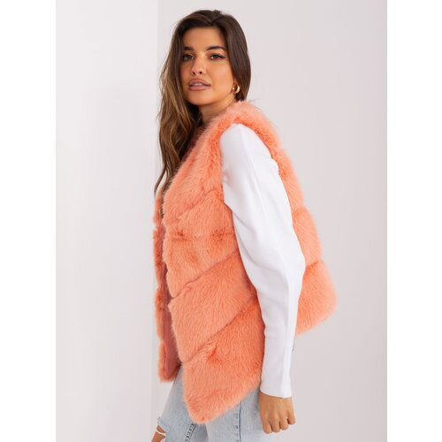 Fashion Hunters Asymmetrical fur vest peach Slike
