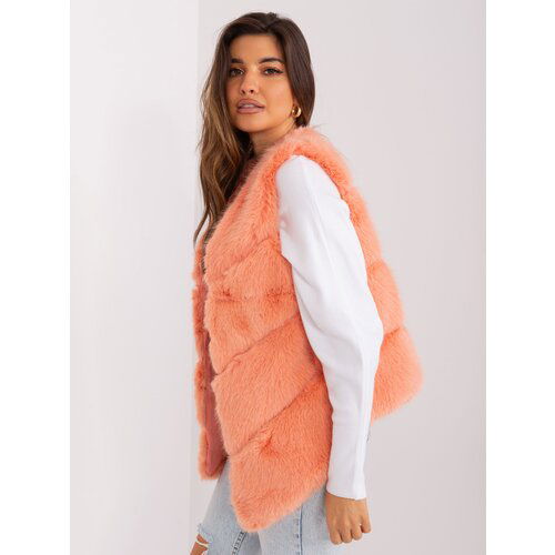 Fashion Hunters Asymmetrical fur vest peach Cene