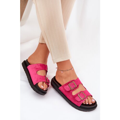 Boto Women's Platform Slippers With Buckles Fuchsia Simbes Cene