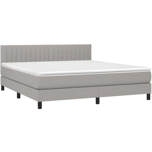  Krevet box spring s madracem LED svjetlosivi 160x200 cm tkanina Slike