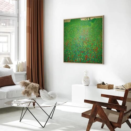  Slika - Gustav Klimt &amp;ndash; Poppy Field 40x40 U prirodnom drvenom okviru Slike
