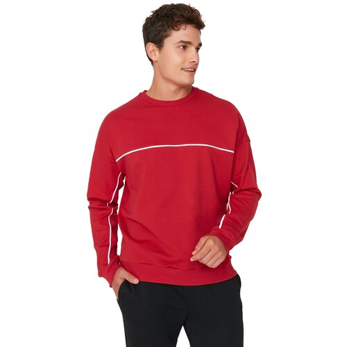 Trendyol Claret Red Men's Oversize Fit Long Sleeve Crew Neck Sweatshirt Cene