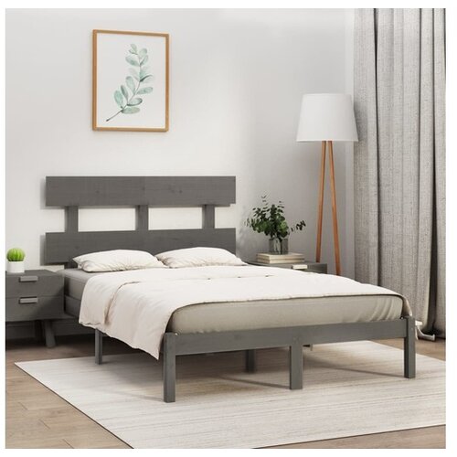  Posteljni okvir siv iz trdnega lesa 200x200 cm Cene