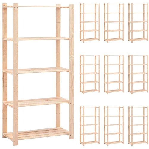 vidaXL Stojalo 5-nadstropno 10 kosov 80x38x170 cm borovina 250 kg Cene