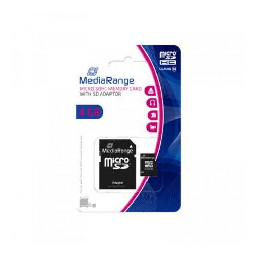 Micro Mediarange 4GB micro SDHC+ADAP C10/MR956 ( MCMR956/Z ) Slike