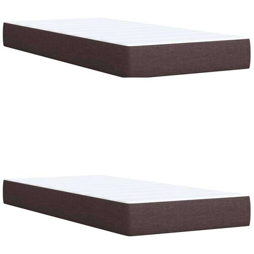 VidaXL Krevet s oprugama i madracem tamnosmeđi 200x200 cm od tkanine Slike