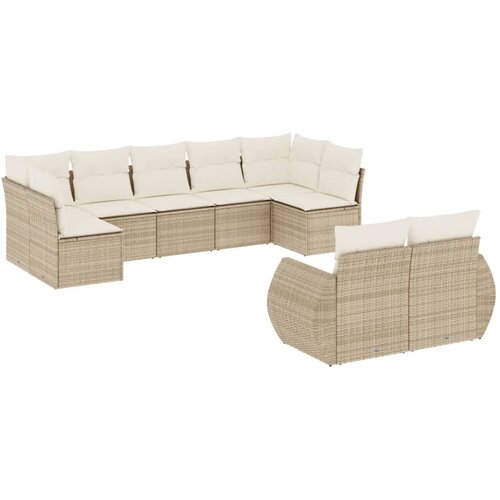  9-dijelni set vrtnih sofa s jastucima bež od poliratana 71 x 62 x 69 cm Slike