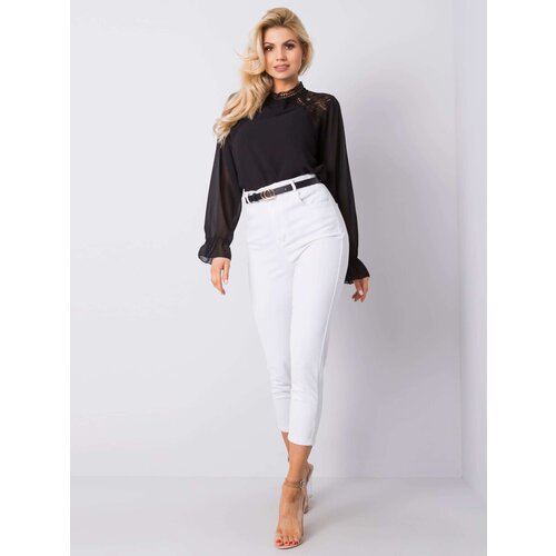 Fashion Hunters White trousers with high waist Slike