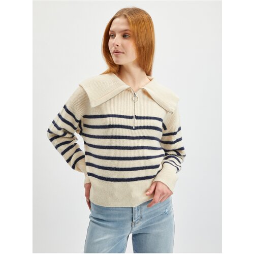 Orsay Cream Women Striped Sweater - Women Slike