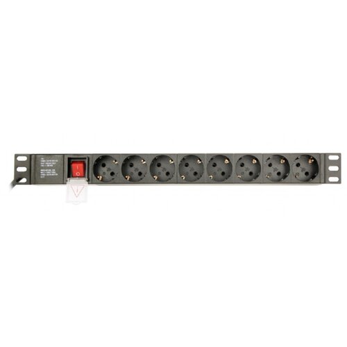 Gembird EG-PDU-014-C14 C14 Produzni kabl sa zastitom 8 uticnica 10A, PDU 1U, aluminium, 3m Cene