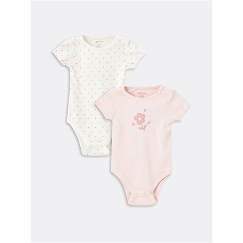 LC Waikiki Crew Neck Printed Baby Girl Snap Bodysuit 2 Pack Cene