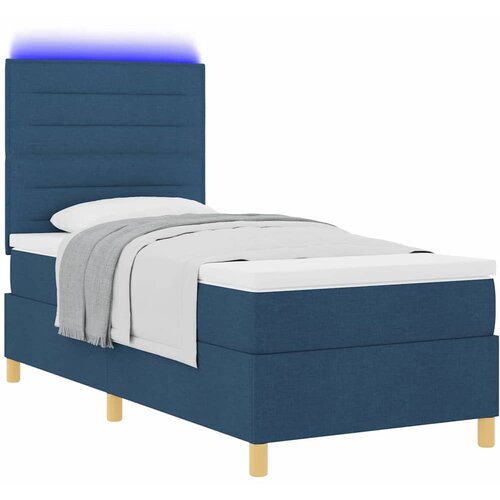  LED Box Spring Krevet s madracem Plava 90 x 190 cm tkanina Slike