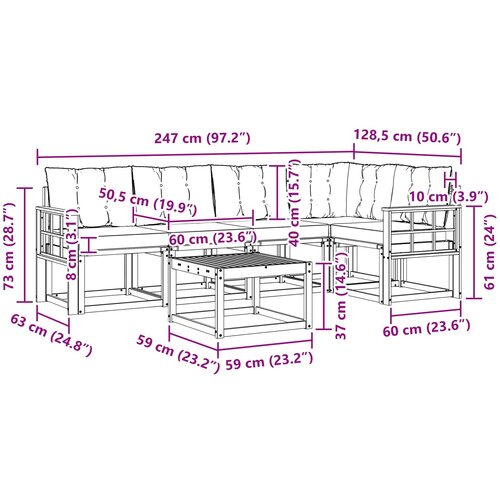  Set vanjskih sofa 6 kom. Prirodna i krem Slike