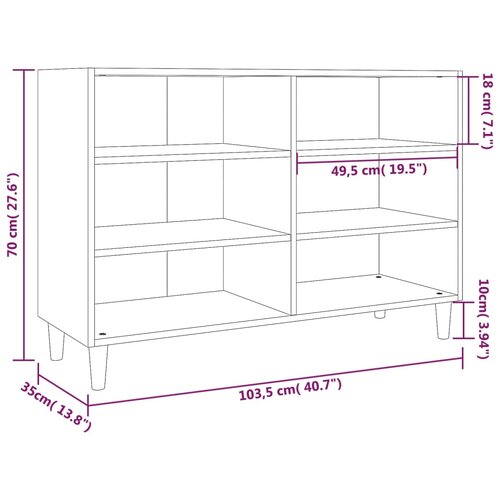  Komoda boja dimljenog hrasta 103,5x35x70 cm konstruirano drvo Slike