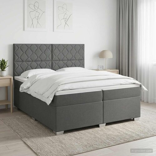  Boxspring krevet s madracem Tamnosiva 200 x 200 cm Tkanina Cijene