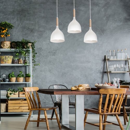  Luster na sajli NOAK WOOD 3xE27/15W/230V bela/buk Slike