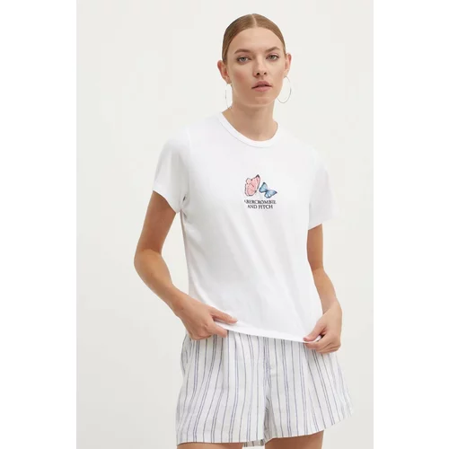 Abercrombie & Fitch Pamučna majica za žene, boja: bijela